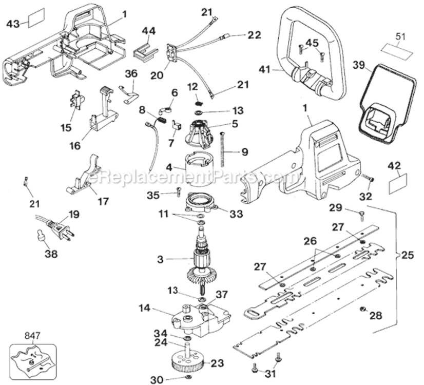 Page A Diagram and Parts List for HT400-04 Type 1 Black and Decker Hedge Trimmer